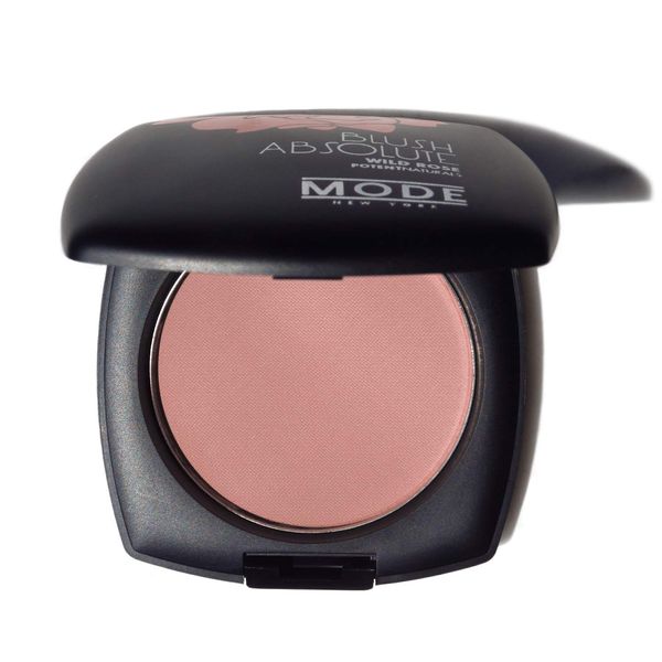 MODE Nude Pink Blush Absolute PILLOW TALK Smooth Pressed Powder Cheek Color, Long Lasting Natural Blusher Compact, Nourishing Wild Rose Skincare