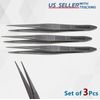 3x Precision Serrated Tweezers 3.5" Forceps Surgical Veterinary Premium Quality