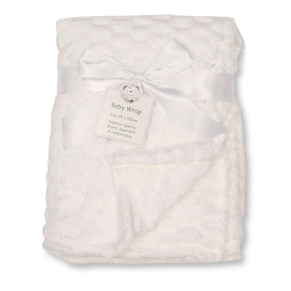 Baby Coral Fleece Wrap Blanket (White)