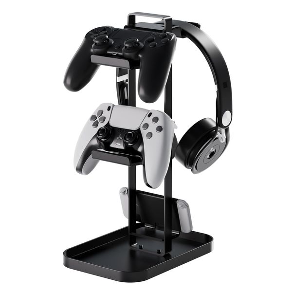 BOIVSHI Headphones, Stand, Headphone Hanger, Desk Mount, Convenient Goods, Controller, Stand, Hook, Headphone Storage, Headphone Hanger, Game Rack, Headphone Hook, Slip Included, Headphones, Black