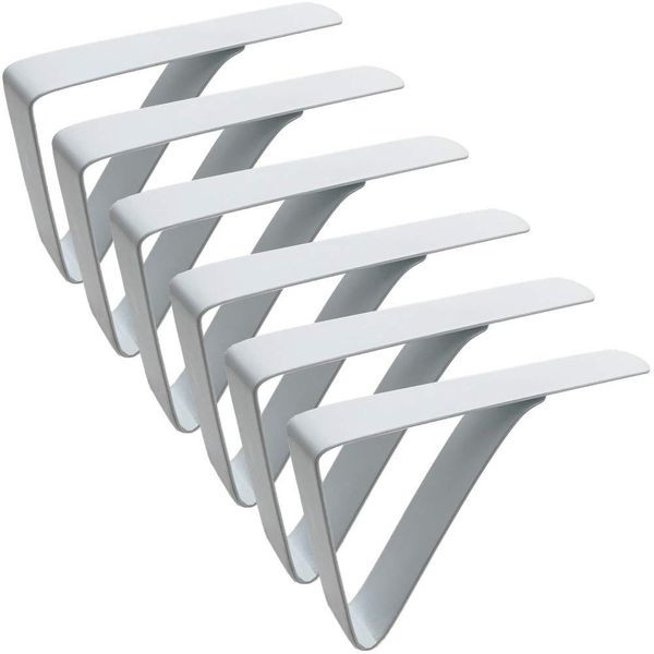 Mannli Picnic Tablecloth Clips, White Colors Stainless Steel Outdoor Table Cloth Holder Table Cover Clips Clamps 6 Packs