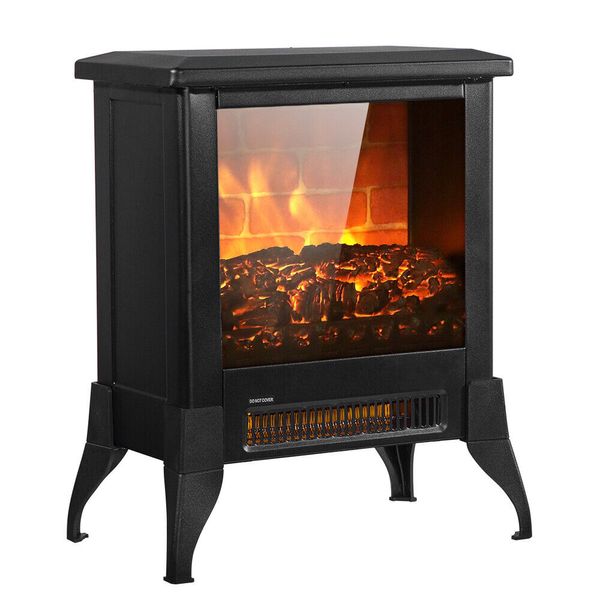 14 Inch 1400W Freestanding Electric Fireplace with Adjustable Flame and