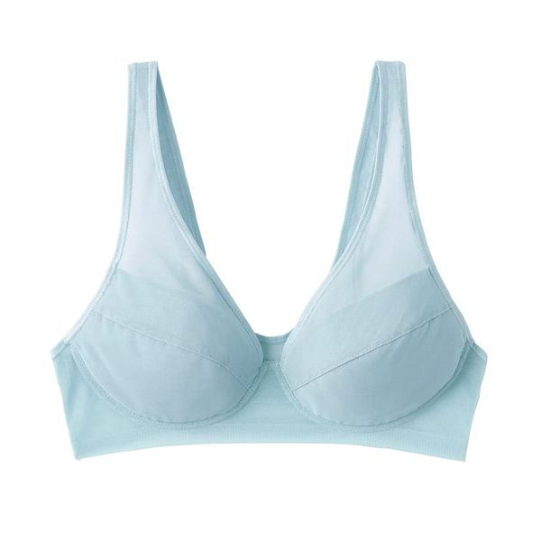 GUNZE EB1235H Women's Wireless Bra, Lightweight Bra, New Pearl Blue