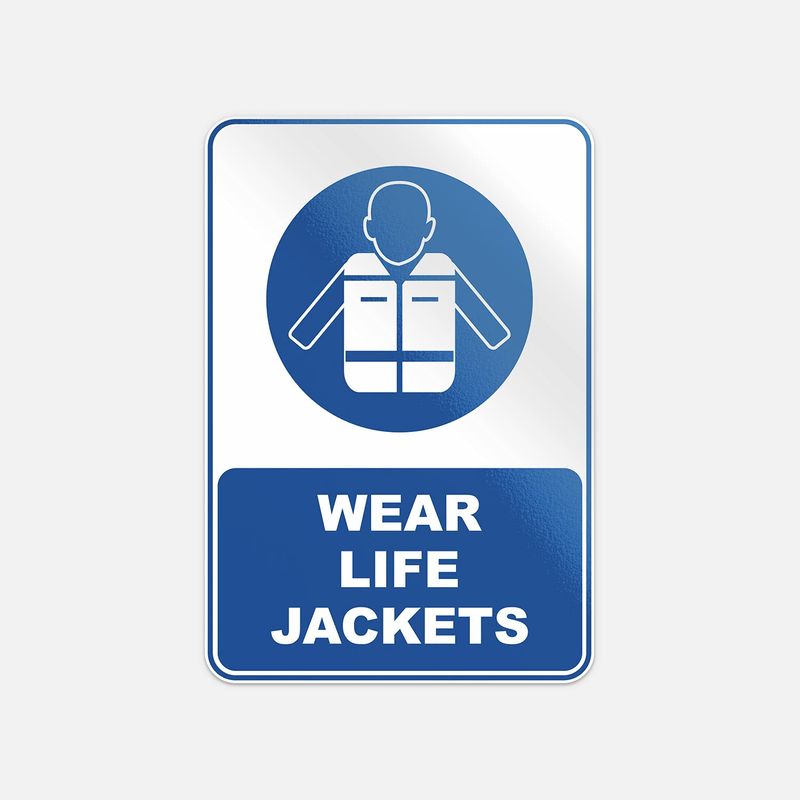 Wear Life Jackets Mandatory Sign Vinyl Sticker Decal - Online ...