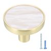 sourcing map 10 Pcs 1-1/4 Inch Gold Kitchen Cabinet Knobs with Marble Shelf Stickers for Dressers Brushed Brass Drawer Knobs Door Knobs Cabinet Hardware