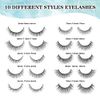 SISILILY False Eyelashes Multipack with Eyelash Glue - 10 Pairs Reusable 3D Eye Lashes Natural Handmade Black Strip False Lashes