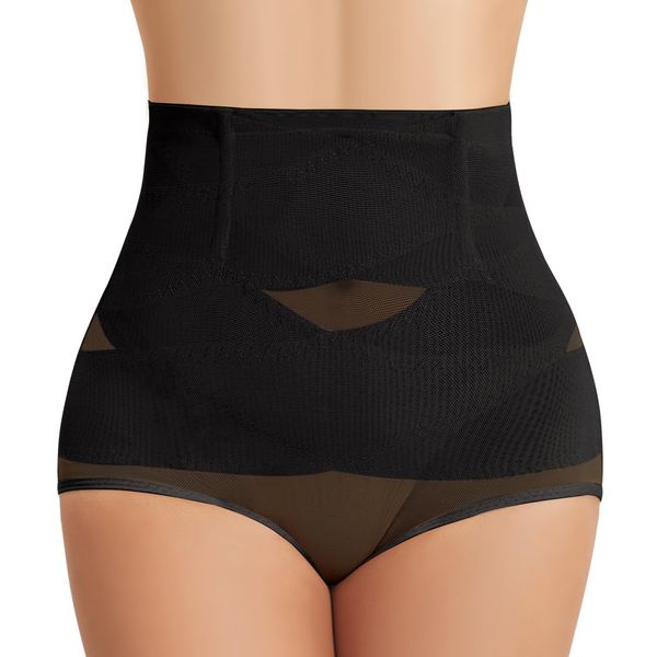 Tuopuda Shapewear Damen Bauchweg Unterhose Miederhose Hoher Taille Figurformende Unterwäsche Bauchkontrolle Elastisch Body Shaper für Frauen, Schwarz, S