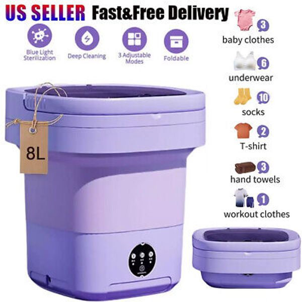 8L Portable Washing Machine Mini Washer Foldable Washer Small Spin Dryer Travel