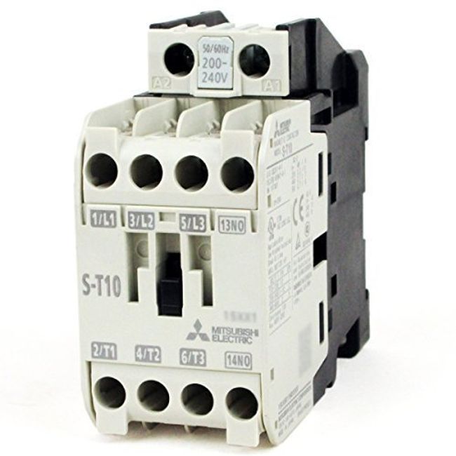 Mitsubishi Electric S-T10 AC200V 1a Electromagnetic Contactor (Auxiliary Contact: 1a) (Typical Rated 11A) (DIN Rail and Screw Mounting) (Charging Section Protective Cover) NN