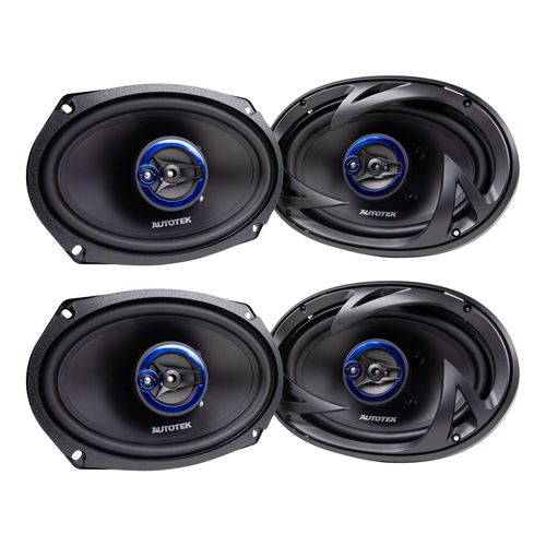 Autotek 4 Pack Street Machine 6 x 9 Inch 3-Way Car Audio Coaxial Speakers with Neo Mylar Soft Dome Tweeters for Crystal Clear Sound and Poly Cones