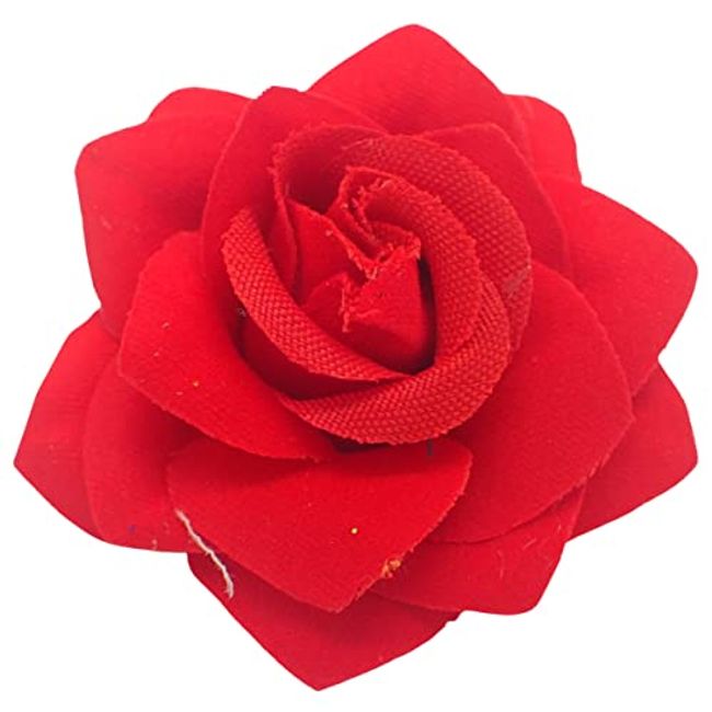 Topkids Accessories Flower Hair Clip or Brooch clip, Hair Accessories for Women, Hair clips for Girls and Women, Hair grips, Flower Clips, Girls Hair Accessories, Fancy Dress (Medium, Red)