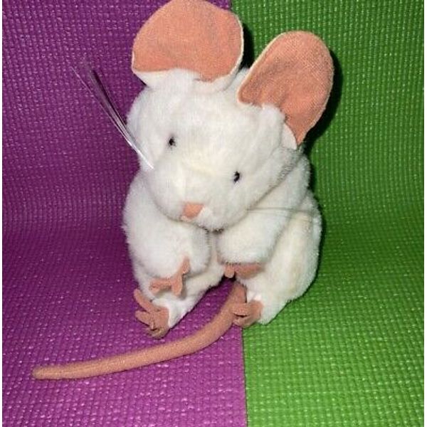 Folkmanis White Mouse Rat Hand Puppet Plush Folktails Realistic Long Tail Toy 7”