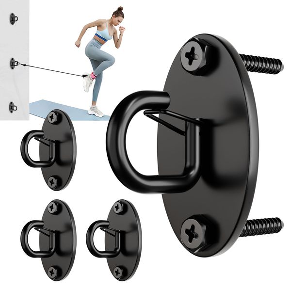 Wuno Shop 4 Pcs Wall Anchor for Resistance Bands,Gym Wall Anchor,Exercise Band Wall Mount,Resistance Band Hooks for Home Fitness Workouts,Space Saving Workout Hooks for Physical Therapy/Pilates