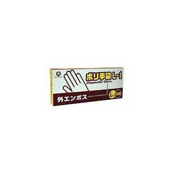 Fukusuke Industrial Poly Gloves, Outer Embossed Type, L-1, 100 Sheets