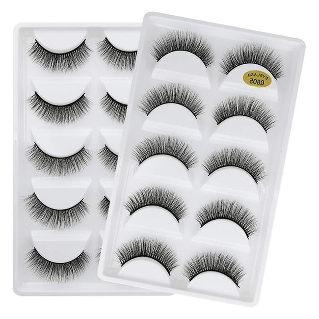 Vayator 10 Pairs/Set 3D Mink Lashes Natural False Eyelashes Dramatic Volume Fake Lashes Makeup Eyelash Extension Silk Eyelashes (G805)