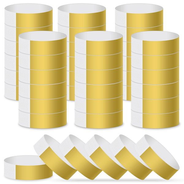 MIAHART Paper Wristbands for Events 300 Pcs Gold Event Wristbands Waterproof Party Wristbands Arm Bands for Events Lightweight Concert Wristbands (Gold)