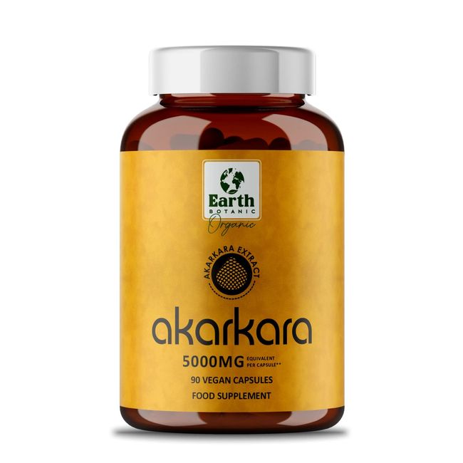 Earth Botanic Organic Irani Akarkara Root Extract Powder 10:1 Anacyclus Pyrethrum - 5000mg 90 Vegan Capsules - (Non-GMO, Gluten Free) 3 Months Supply