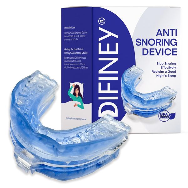 Difiney Anti Snoring Device: FDA-Cleared Anti Snoring Mouthpiece Mouth Guard - Effective Anti Snore Solution for Men and Women to Reclaim Peaceful Sleep - Customizable Adjustable Comfortable