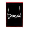 Kigu Georgia Personalized Name - Silver Tone Necklace - Adjustable Chain 16" - 19" Packaging