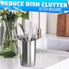 Reluen Stainless Steel Utensils Holder - Organizer Countertop Holder Cooking Container 3-3/4" Metal Kitchen Utensil Organizer Cutlery Holder for Countertop