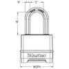 MASTER LOCK Heavy Duty Padlock, Security Level 9/10, Outdoor, Keyed, Combination, Zinc, Long Shackle