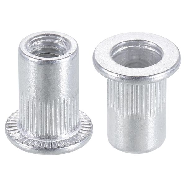 uxcell M6 Rivet Nuts Aluminum Alloy Flat Head Thread Inserts with Null 40pcs