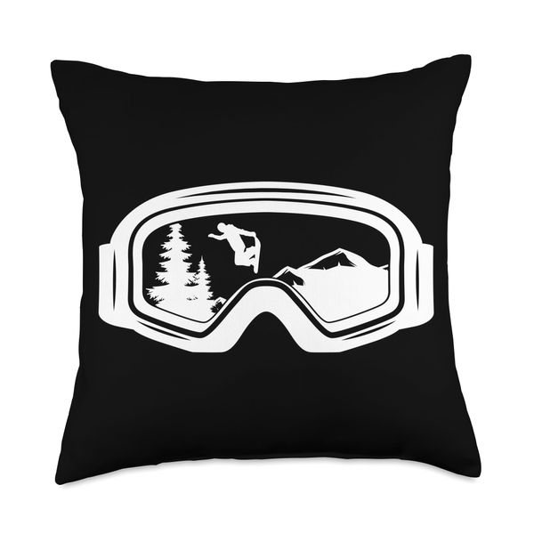 Mountains Snowboard Goggles Cool Snowboarding Snowboarder Throw Pillow