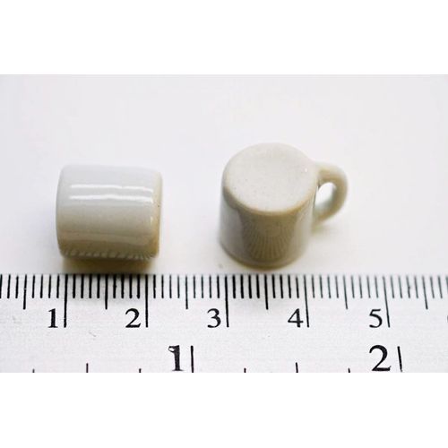 Buy Easy 10 White Gray Ceramic Coffee Mug Tea Cup Size 1 X 1.5 cm Dollhouse Miniatures Food Kitchen Docoration