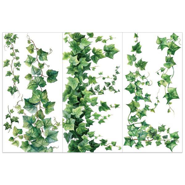 OLYCRAFT 3pcs/Set Green Leaf Rub on Transfers for Furniture 15x30cm Transfer Stickers with Ivy PVC Waterproof Decorative Stickers Wall Art Decals for Bedroom Living Room Decoration