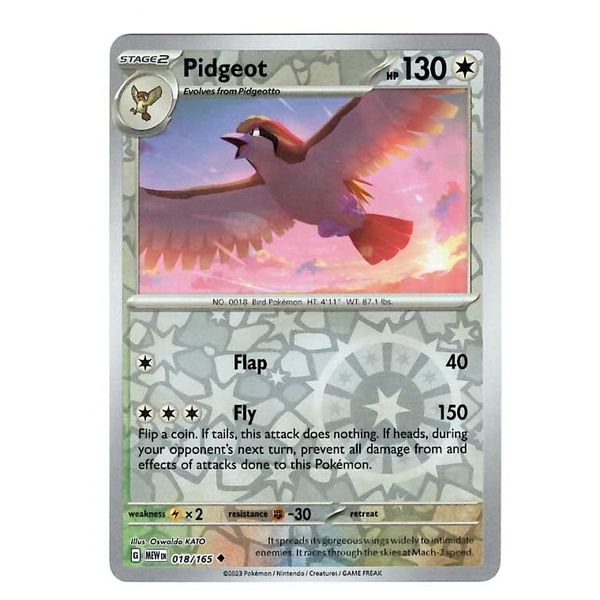 Pokemon - Pidgeot 018/165 - Pokemon 151 - Reverse Foil - Single Card