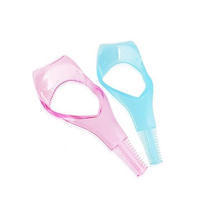 2PCS Plastic Eyelash Mascara Guard Applicator With Comb -Beauty Make Up Eyes Mascara Shields Applic Upper Makeup Tools(Blue+Pink)