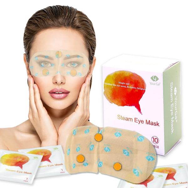 Yourga Steam Eye Mask Chinese Acupuncture Points 10 Packs for Dark Circles and Puffiness, 60 Minutes Self Heated Eye mask for Relief Eye Fatigue Disposable Warm Eye Mask for Dry Eyes