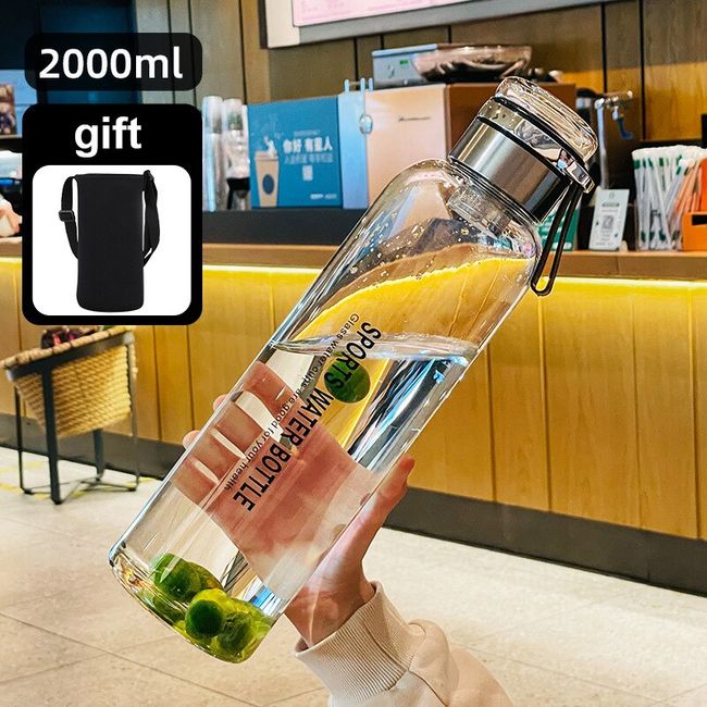 2000ml Sports Water Bottle Outdoor Fitness Travel Portable Leakproof  Drinkware