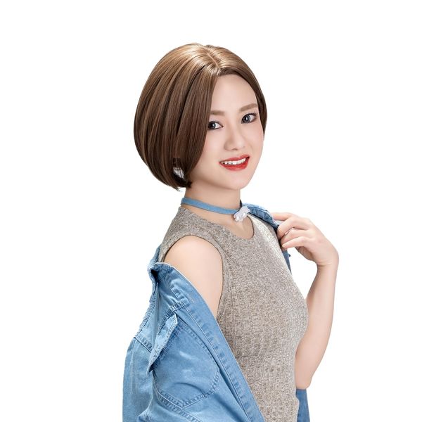 SUN9 Wig, Natural Straight Front, Straight Lace Cosplay, Wig, Crossdressing, Women's, Small Face, Heat Resistant, Full Wig, Shot, Lolita, Cut, Layer, Gift Box, Net Stand, Dedicated Brush, Short Bangs