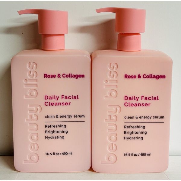 2-Pack Beauty Bliss ~ Rose & Collagen Daily Facial Cleanser 16.5 fl oz Each