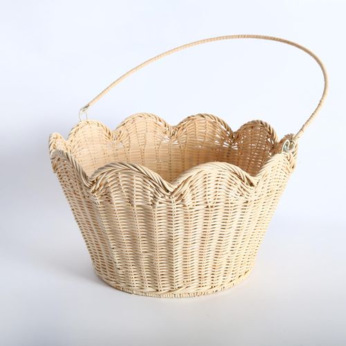 Handwoven Natural Rattan Storage Basket, Round Sturdy Design Wicker Baskets with Handles, Multipurpose Organizer for Home, Office & Picnic Decor (with Handle)