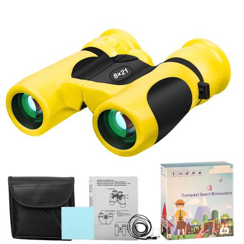 BLACKICE Kids Binoculars, High-Resolution 8x21, Kids Binoculars Gift Set for Boys & Girls, Shockproof & Compact for Bird Watching, Travel, Hiking, Camping, Hunting, Children Outdoor Gear(Yellow)