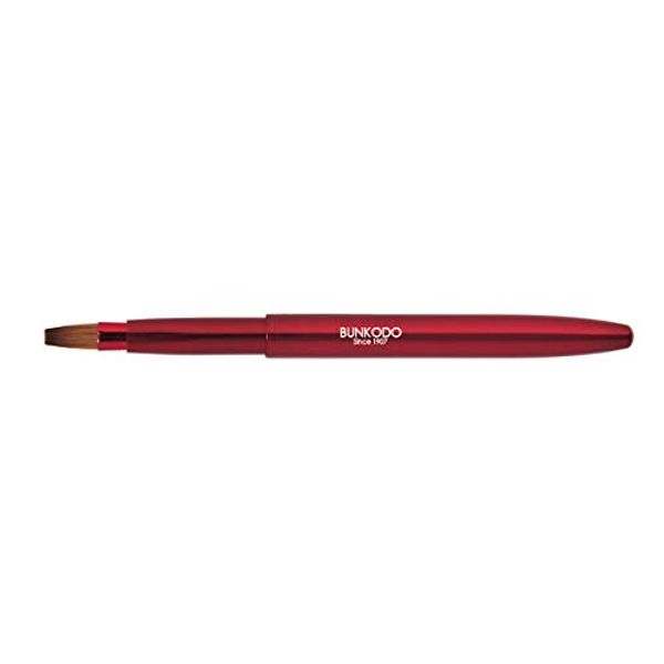 Bunkodo MB008, Founded in 1987, Made with 100% Premium Kolinsky Hair Kumano Makeup Brush, Portable Lip Brush, Push-type, Burgundy