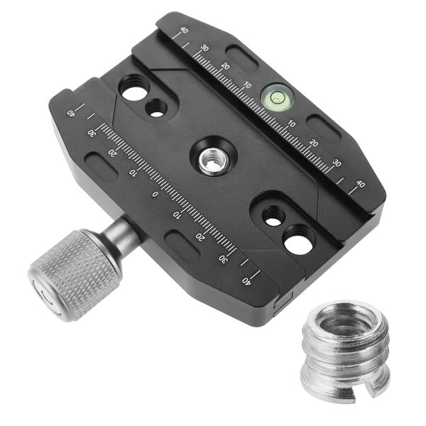 Aupoko 90mm Schnellwechselplatte Klemme, Universal Klemme Adapter QR-90 für Stativkopf, Quick Release Plate Clamp mit 1/4" auf 3/8" Adapter Kompatibel mit Arca Swiss Kugelkopf