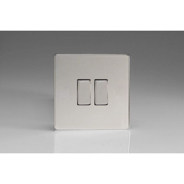 Varilight 2-Gang 10A Intermediate Rocker Light Switch Polished Chrome XDC77S