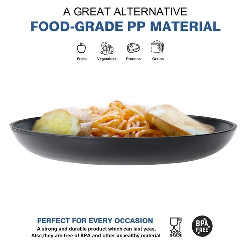 Greentainer Unbreakable Dinner Plates for Kid & Adults - 7.8'' Plastic Plates, Microwave and Dishwasher Safe, Lightweight Dessert Plates for Pizza, Pasta, Bread, Snack, Salad,Set of 4(Black)