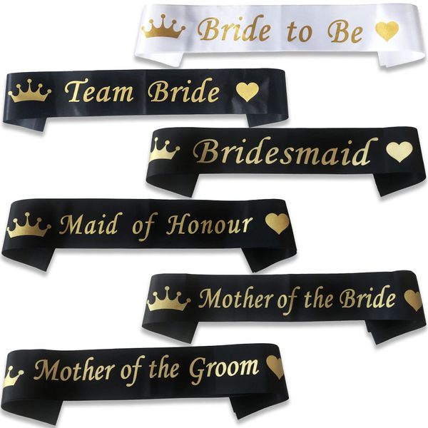 Blue Planet Fancy Dress Bridesmaid Hen Party Sash (Pack of 1) – Black Satin Sash with Gold Text for Women and Girls Bachelorette Parties - Bridal Party Favours - Wedding Accessories