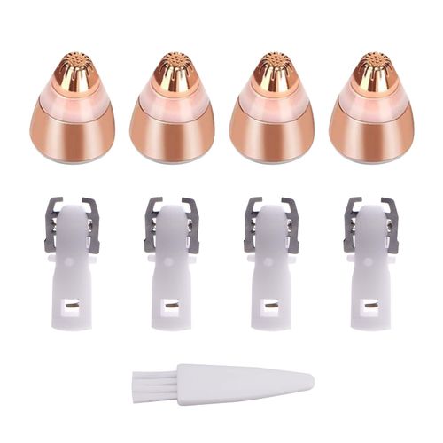 4 Pack Flavless Replacement Head, Facial Hair Removal Tool for Women Smooth Finishing, With Cleaning Brush(Rose Gold)