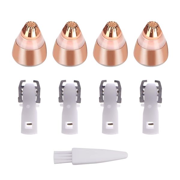 4 Pack Flavless Replacement Head, Facial Hair Removal Tool for Women Smooth Finishing, With Cleaning Brush(Rose Gold)