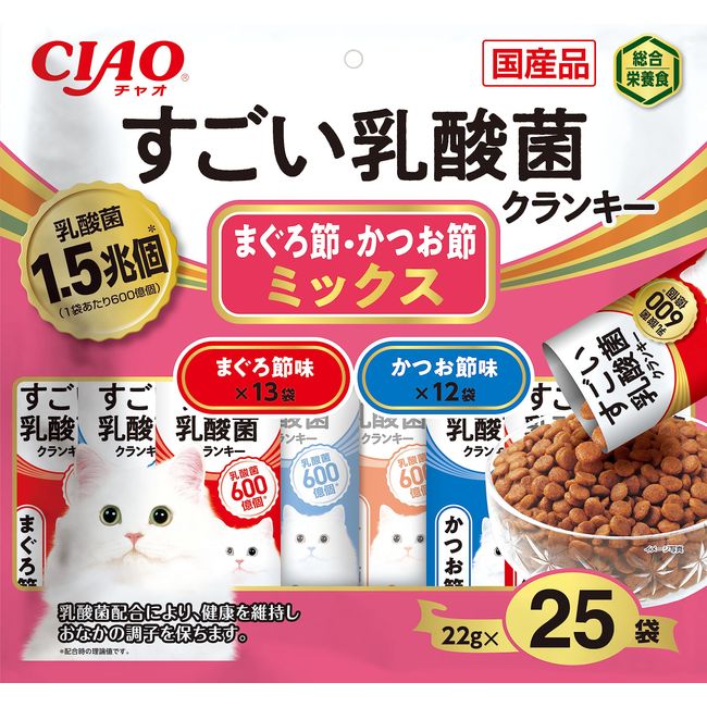 Ciao Cat Treats Amazing Lactobacillus Cranky Tuna & Bonito Mix, 22 Grams (x25)