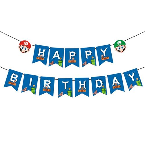 Birthday Banner For Mario, Video Games Birthday Theme Party Supplies,Video Games Birthday Party Decoration