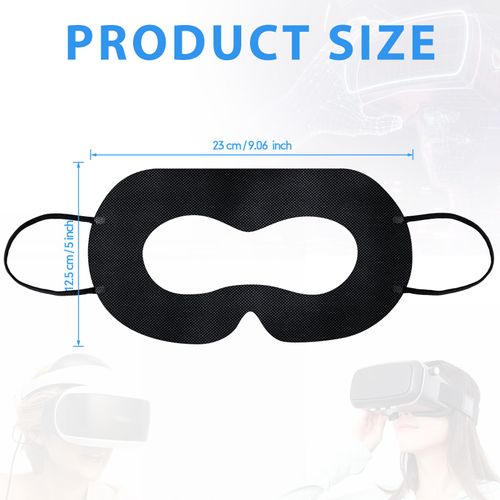 Saysurey 200 Pcs Disposable VR Face Mask Breathable Cover for VR Nonwoven Fabric Sanitary Eye Mask, Eye Cover Pad (Black)