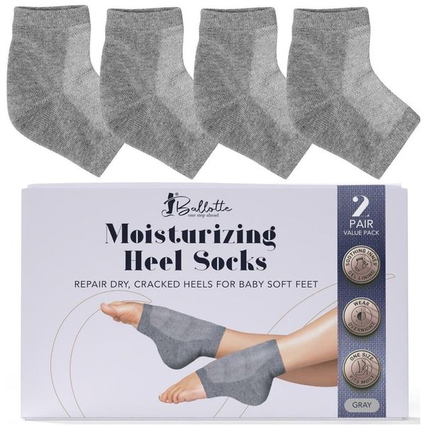 Ballotte Heel Socks for Dry Cracked Feet | Gel-Lined Moisturizing Heel Socks