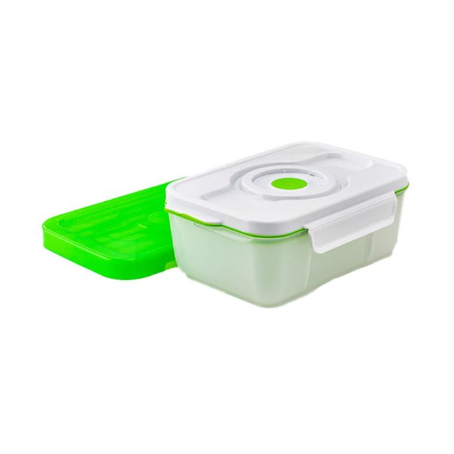 Shop Japan FOSAAM09 Foura Square Vacuum Container, Large, Microwave Safe, Vacuum Storage Container, Airtight Container, Freshness, Long Lasting, White x Green