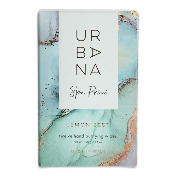 Urbana Spa Prive Collection Individual Hand Purifying Wipes, 12 Pack, 3.5 oz, Lemon Zest